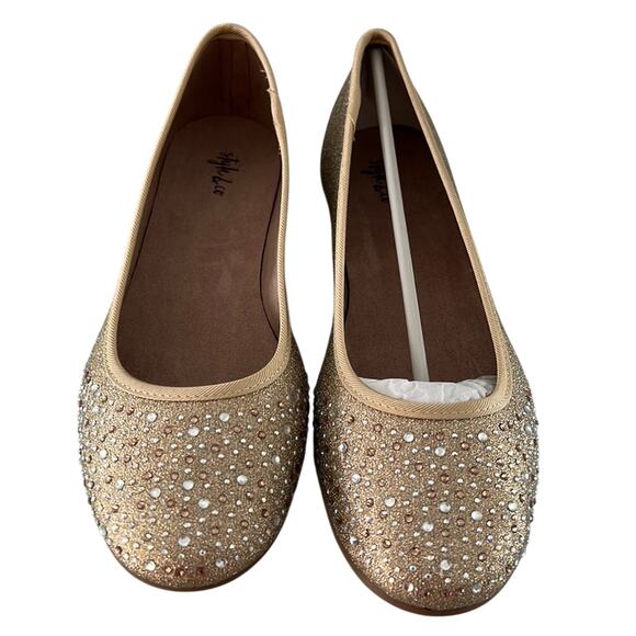NWT Style & Co 9M Gold Metallic Embellished Ballet Flat Evening Party - Picture 2 of 7